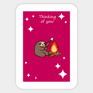 "Thinking of You" Campfire Sloth Sticker